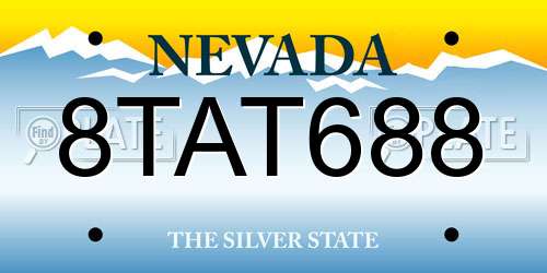 8TAT688 Nevada License Plate