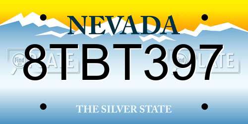 8TBT397 Nevada License Plate