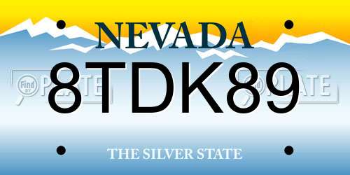 8TDK89 Nevada License Plate