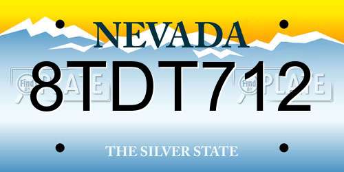 8TDT712 Nevada License Plate