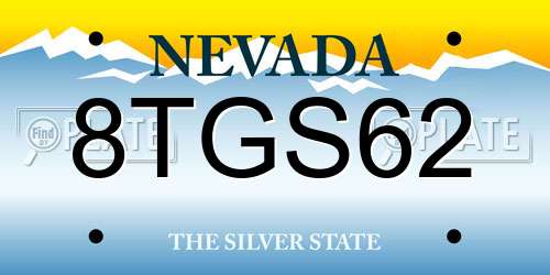 8TGS62 Nevada License Plate