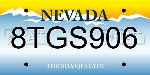 8TGS906 Nevada License Plate