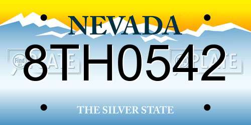 8TH0542 Nevada License Plate