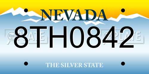 8TH0842 Nevada License Plate