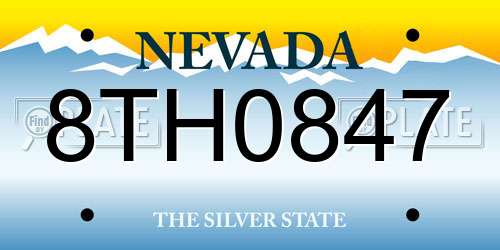 8TH0847 Nevada License Plate