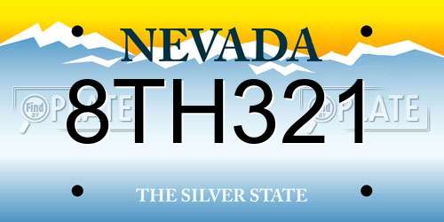 8TH321 Nevada License Plate