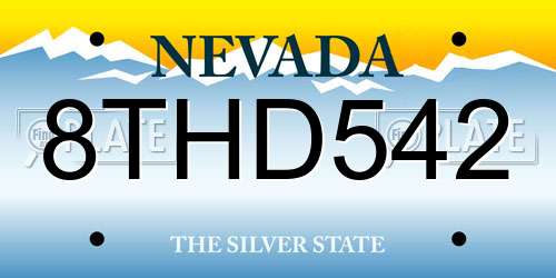 8THD542 Nevada License Plate
