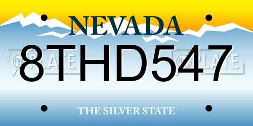 8THD547 Nevada License Plate