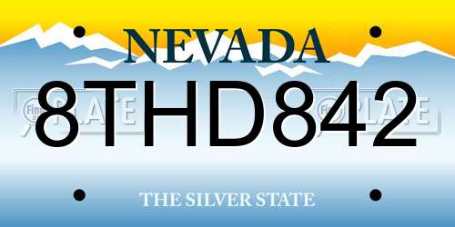 8THD842 Nevada License Plate