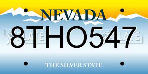 8THO547 Nevada License Plate