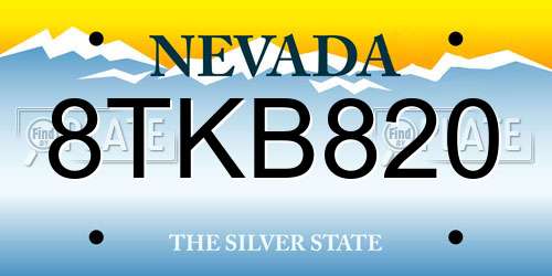 8TKB820 Nevada License Plate