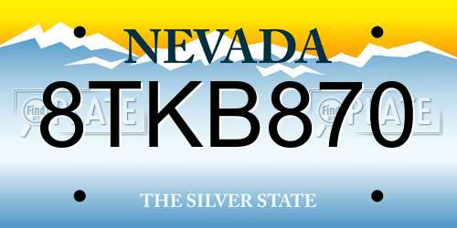 8TKB870 Nevada License Plate