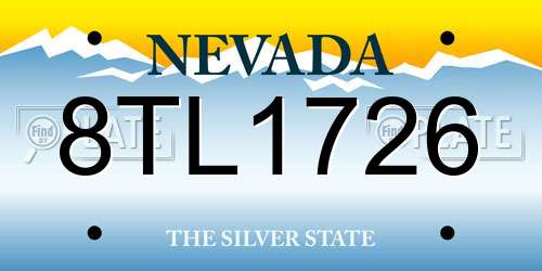 8TL1726 Nevada License Plate