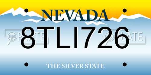8TLI726 Nevada License Plate