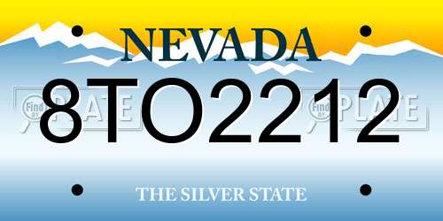8TO2212 Nevada License Plate