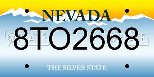 8TO2668 Nevada License Plate