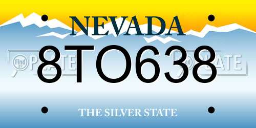 8TO638 Nevada License Plate