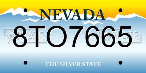 8TO7665 Nevada License Plate