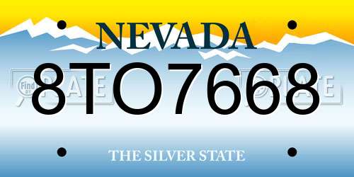 8TO7668 Nevada License Plate