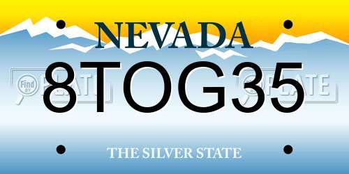8TOG35 Nevada License Plate