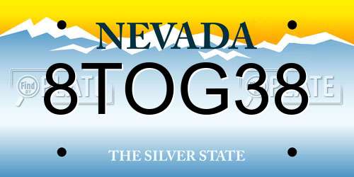 8TOG38 Nevada License Plate