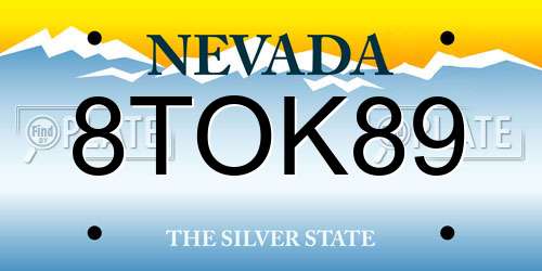8TOK89 Nevada License Plate