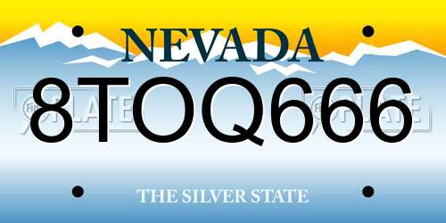 8TOQ666 Nevada License Plate