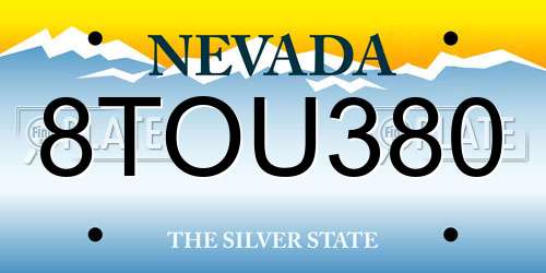 8TOU380 Nevada License Plate