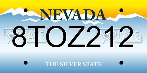 8TOZ212 Nevada License Plate