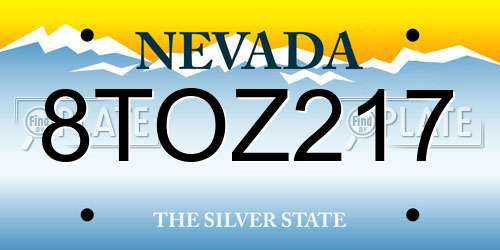 8TOZ217 Nevada License Plate