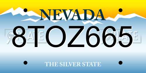8TOZ665 Nevada License Plate