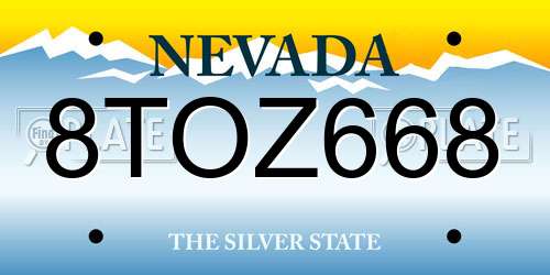 8TOZ668 Nevada License Plate