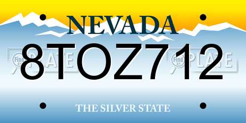 8TOZ712 Nevada License Plate