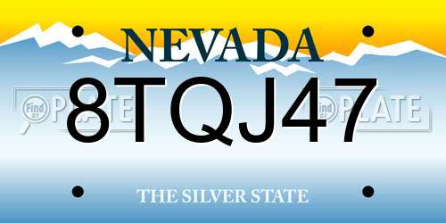 8TQJ47 Nevada License Plate