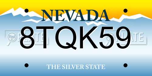8TQK59 Nevada License Plate