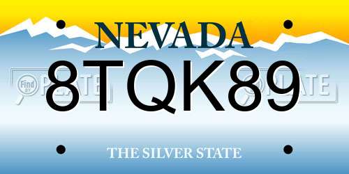 8TQK89 Nevada License Plate