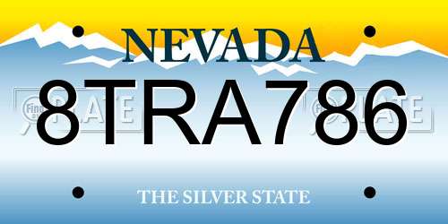 8TRA786 Nevada License Plate