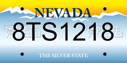 8TS1218 Nevada License Plate