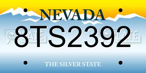 8TS2392 Nevada License Plate