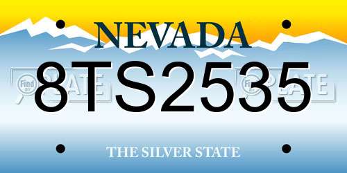 8TS2535 Nevada License Plate