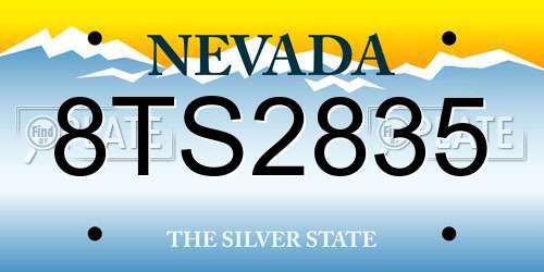 8TS2835 Nevada License Plate