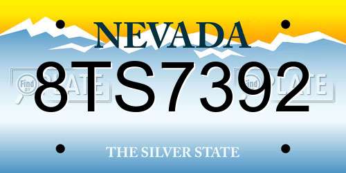 8TS7392 Nevada License Plate