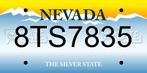 8TS7835 Nevada License Plate