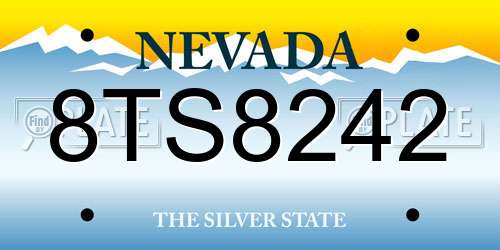 8TS8242 Nevada License Plate