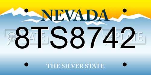 8TS8742 Nevada License Plate