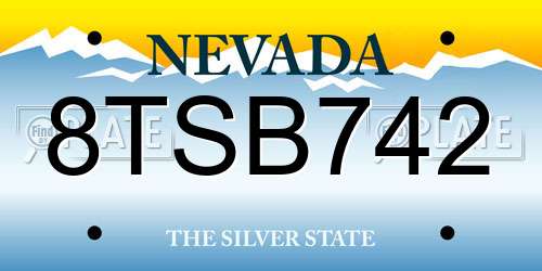 8TSB742 Nevada License Plate