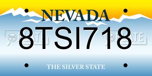 8TSI718 Nevada License Plate