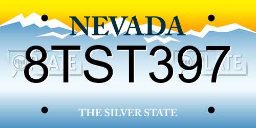 8TST397 Nevada License Plate