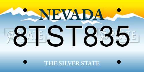 8TST835 Nevada License Plate