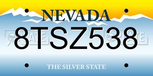8TSZ538 Nevada License Plate